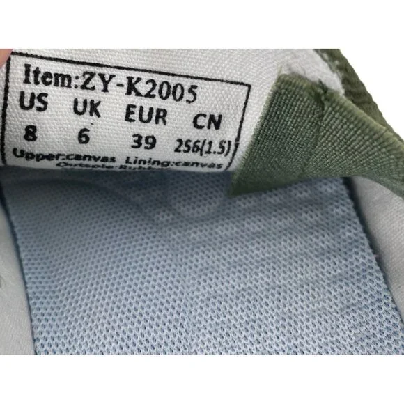 Obtaom Olive Green Slip On Shoes Canvas Sneakers Womens 8 Mens 6.5 - Picture 10 of 10